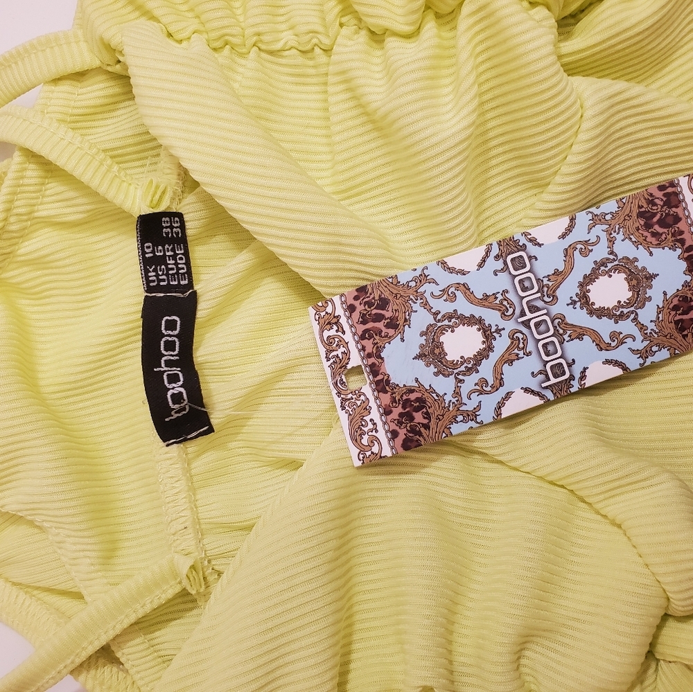 🌼HP🌼 NWT BOOHOO Neon Green/Yellow Bodysuit - Picture 6 of 6
